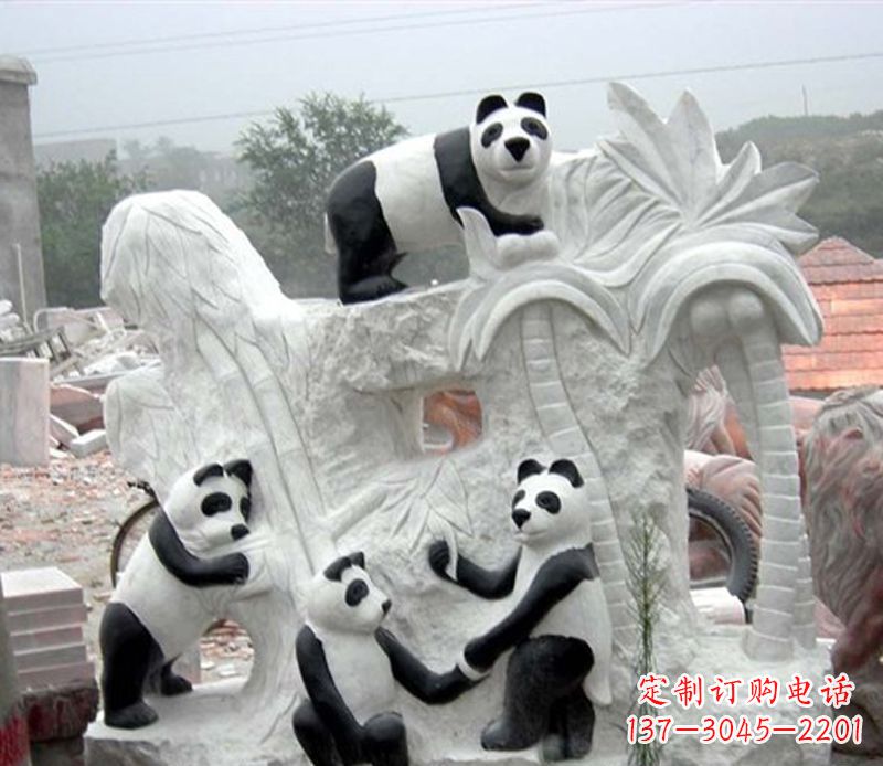东营熊猫动物景观石雕
