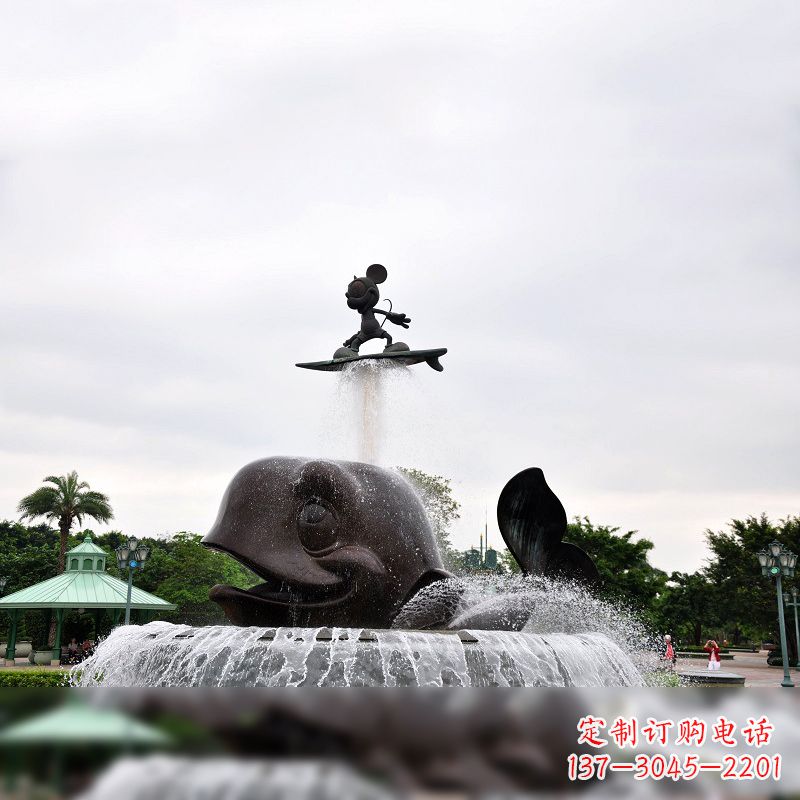 东营鱼和小孩水景喷泉