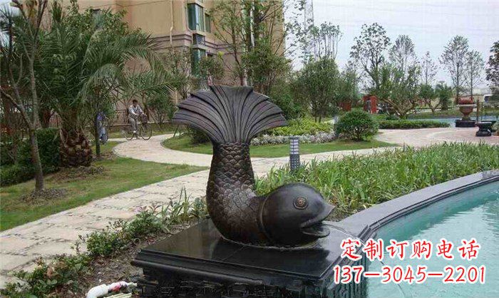 东营鱼式喷泉小区景观铜雕