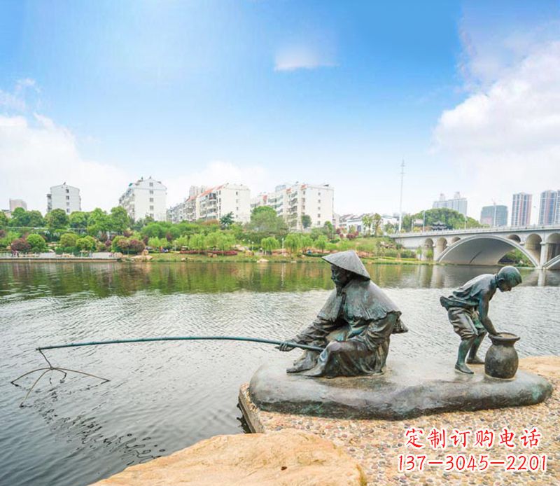 东营渔翁钓鱼公园景观铜雕