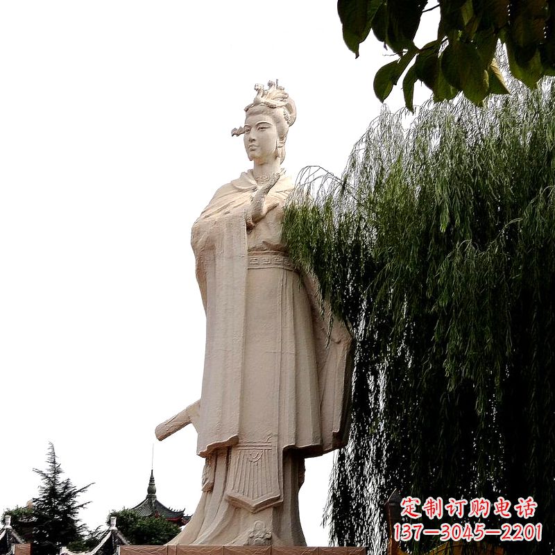 东营虞姬砂岩石雕-景区园林古代人物著名美女雕像