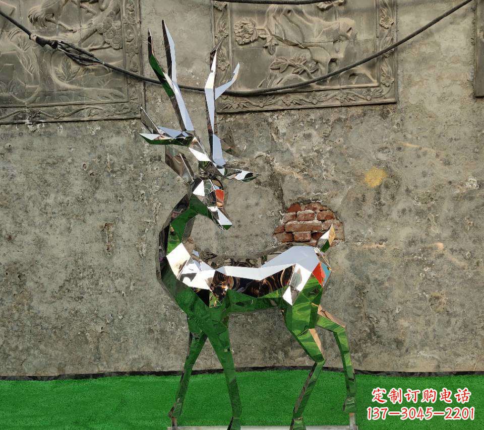 东营园林不锈钢抽象小鹿雕塑