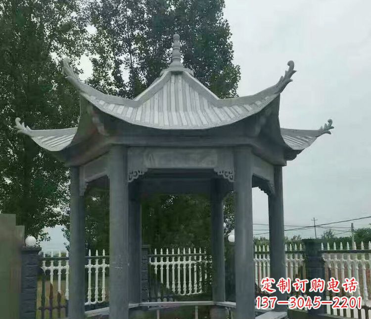 东营园林仿古石凉亭景观石雕 (2)