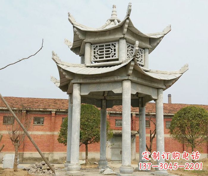 东营园林仿古双层石雕凉亭 (2)