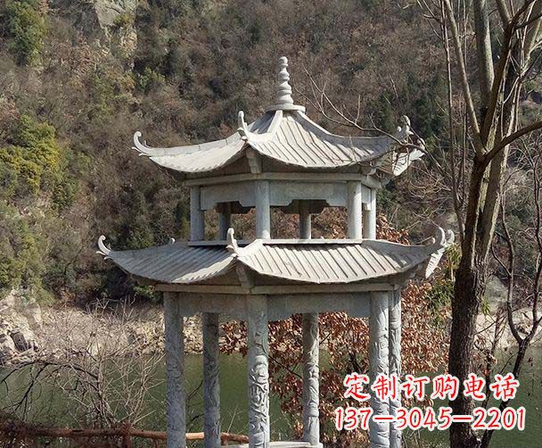 东营园林仿古双层石雕凉亭