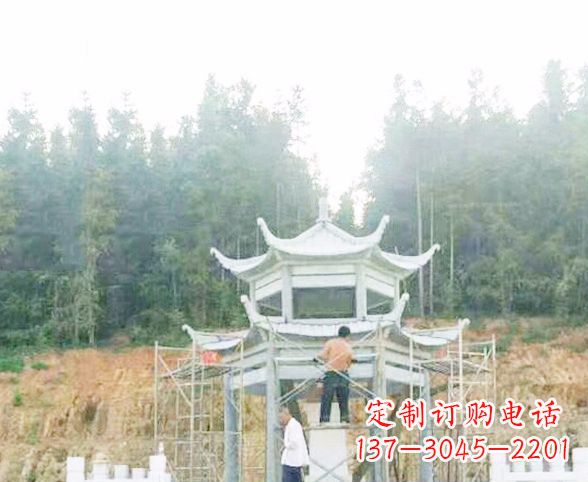 东营园林仿古双层石凉亭景观石雕 (2)