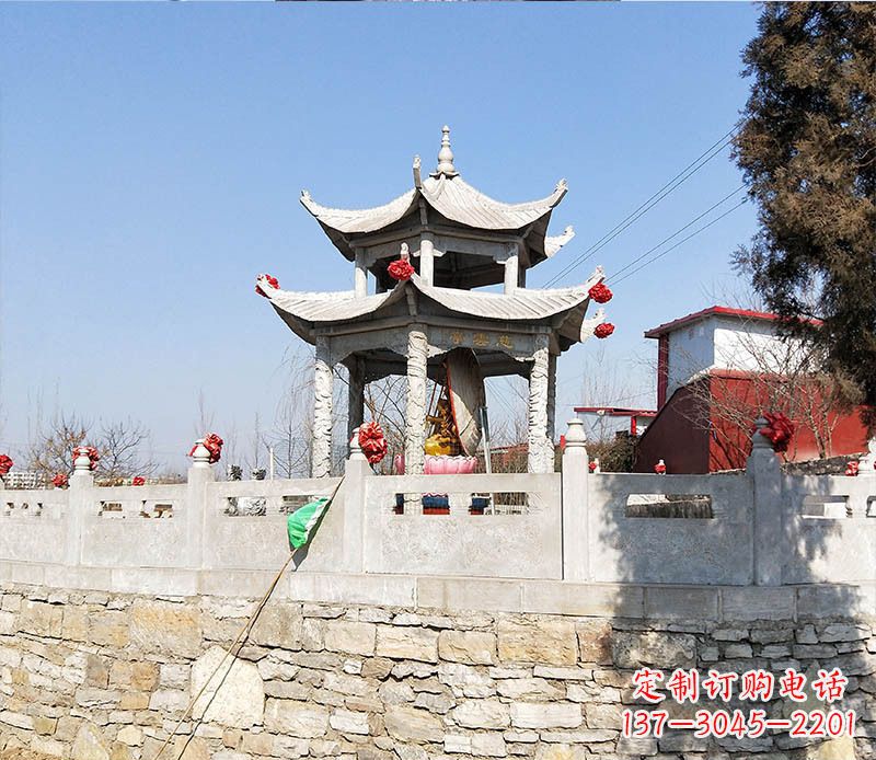 东营园林仿古双层石凉亭景观石雕 (3)