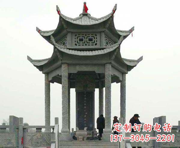 东营园林仿古双层石凉亭景观石雕