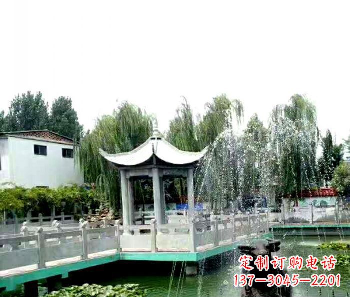 东营园林景观单层六角石雕凉亭