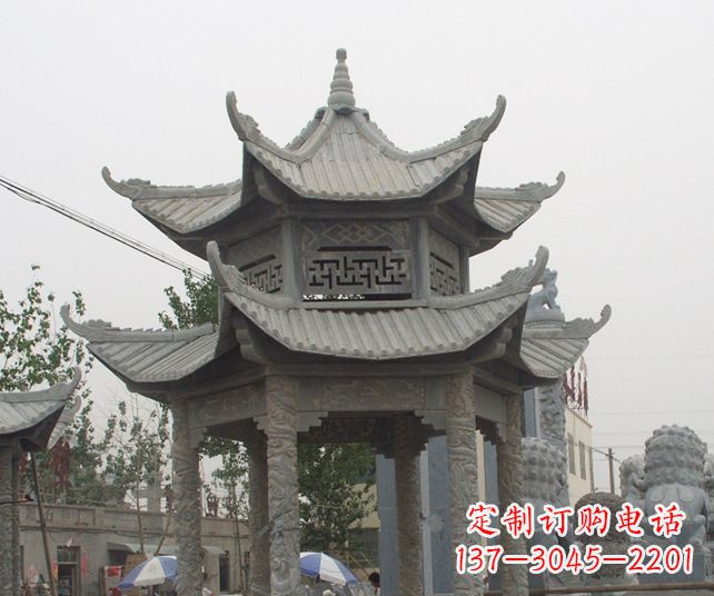 东营园林景观仿古石雕凉亭 (2)
