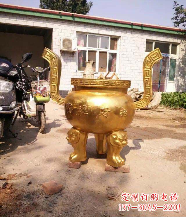 东营招财进宝香炉寺庙铜雕