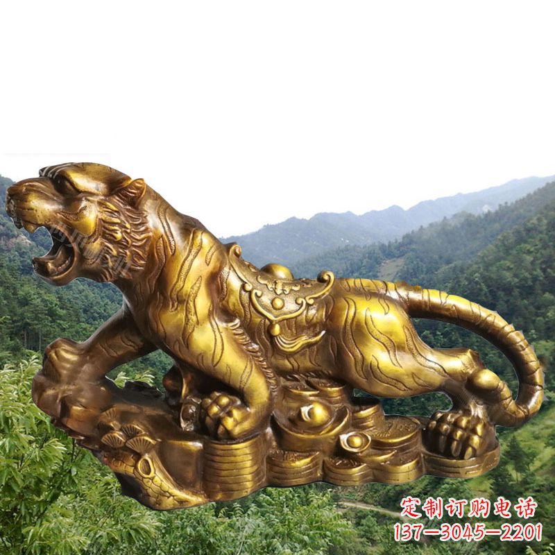 东营招财老虎漆金12生肖动物雕塑