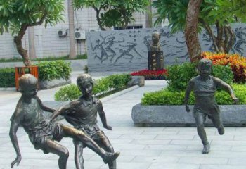 东营小孩踢足球公园景观铜雕