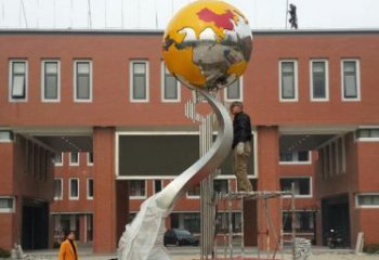 东营学校不锈钢地球雕塑