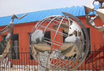 东营学校不锈钢地球仪雕塑