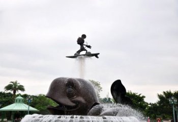东营鱼和小孩水景喷泉