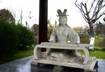 东营虞姬弹琴雕塑-公园古代人物著名美女情景雕塑