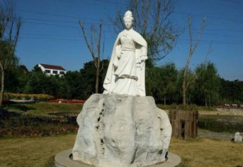 东营虞姬石雕塑-公园历史名人楚汉时期美女雕像
