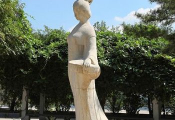 东营园林历史人物著名美女秦罗敷砂岩石雕塑像