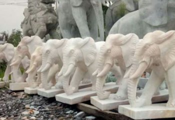 东营招财晚霞红大象石雕 (3)