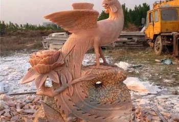 东营中国古代传说中的瑞鸟凤凰牡丹石雕