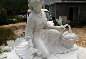 东营中国古代四大美女之西施汉白玉石雕塑