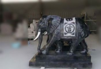 东营中国黑石材大象雕塑