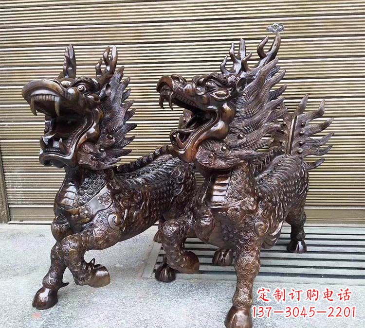 东营铸铜立式麒麟