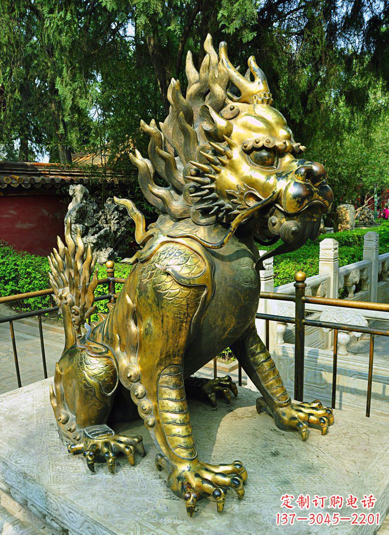 东营铸铜麒麟神兽铜雕