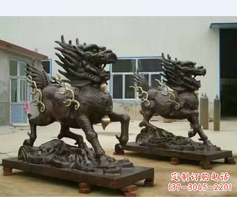 东营铸铜企业麒麟雕塑