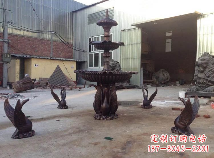 东营铸铜天鹅喷泉雕塑
