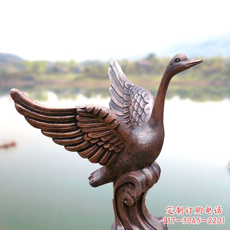 东营铸铜天鹅景观摆件