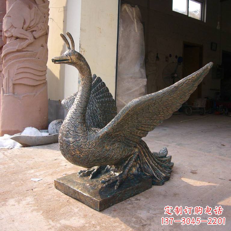 东营铸铜天之四灵朱雀雕塑摆件
