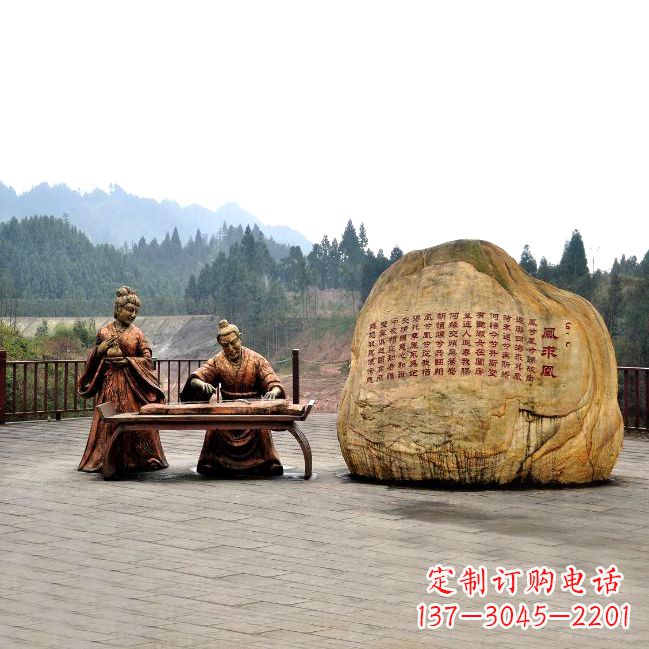 东营卓文君与司马相如凤求凰公园景观雕塑-历史典故人物情景雕塑