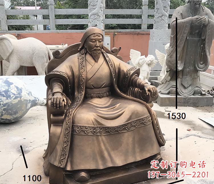 东营坐式成吉思汗铜雕 (2)