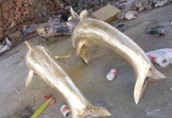 东营铸铜海豚公园动物铜雕