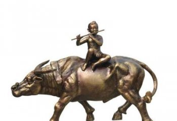 东营铸铜牧童牛雕塑