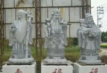 东营宗教庙宇大理石福禄寿雕塑