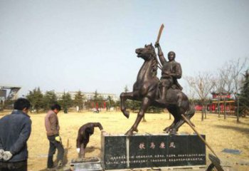 骑马人物铸铜雕塑-廉政公园抗日名将吉鸿昌将军雕像